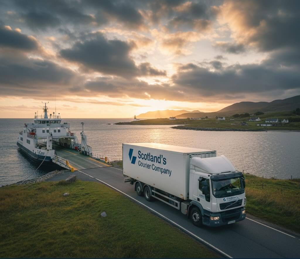 Scotlands Courier Company coming off a Calmac Ferry